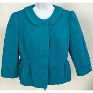 Chadwicks Button Up Top Women Size 12 Blue Gathered Waistline 3/4 Sleeves